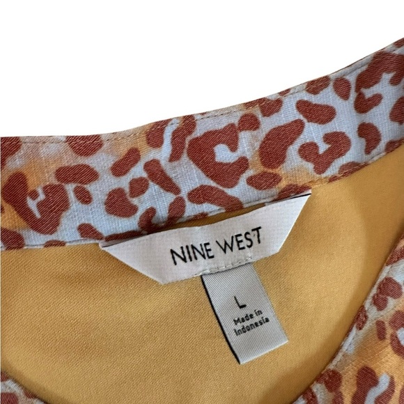 Nine West A-Line Shirt Dress Animal Print Sleeveless Chest Pocket Tie Waist Sz L - Picture 16 of 16